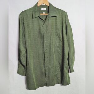 Van Heusen Moss Green Windowpane Textured Shirt